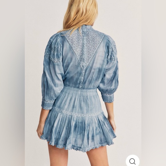 Love Shack Fancy - Viola Dress in Pacific Indigo Hand Dye - Picture 2 of 8